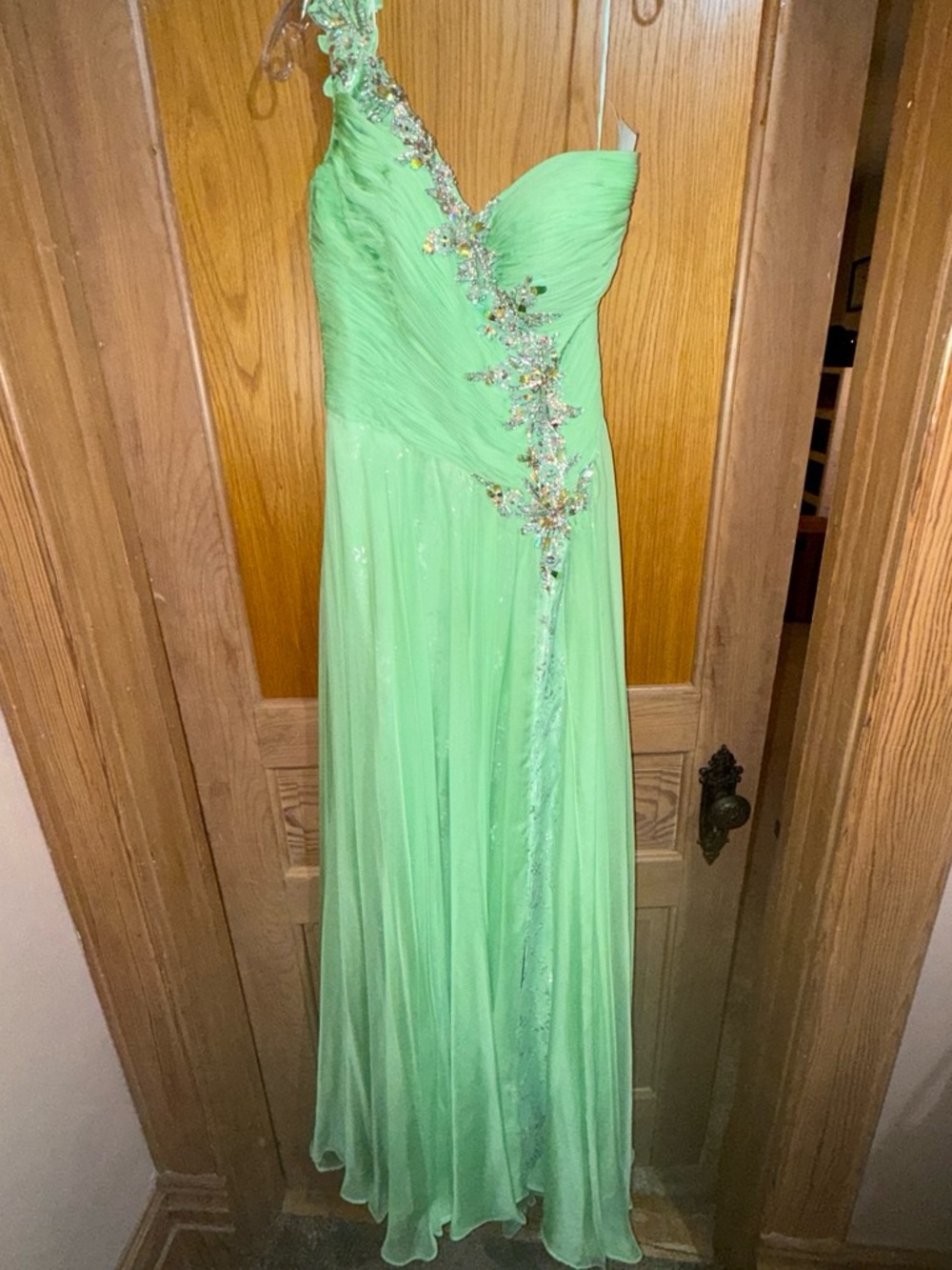 Mac Duggal Mint Green One-Shoulder Evening Gown